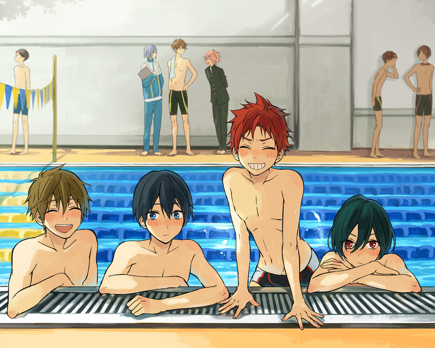 tachibana makoto, nanase haruka, shigino kisumi, kirishima ikuya, kirishima natsuya, and 2 more (free! and 1 more) drawn by yuzudaze