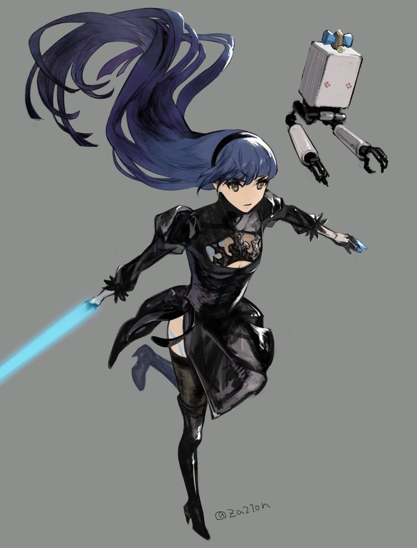 2b, pod, and protagonist (nier and 3 more) drawn by za210n