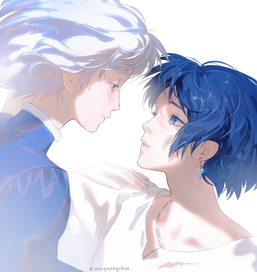 howl pendragon and sophie hatter (howl no ugoku shiro) drawn by wengwengchim