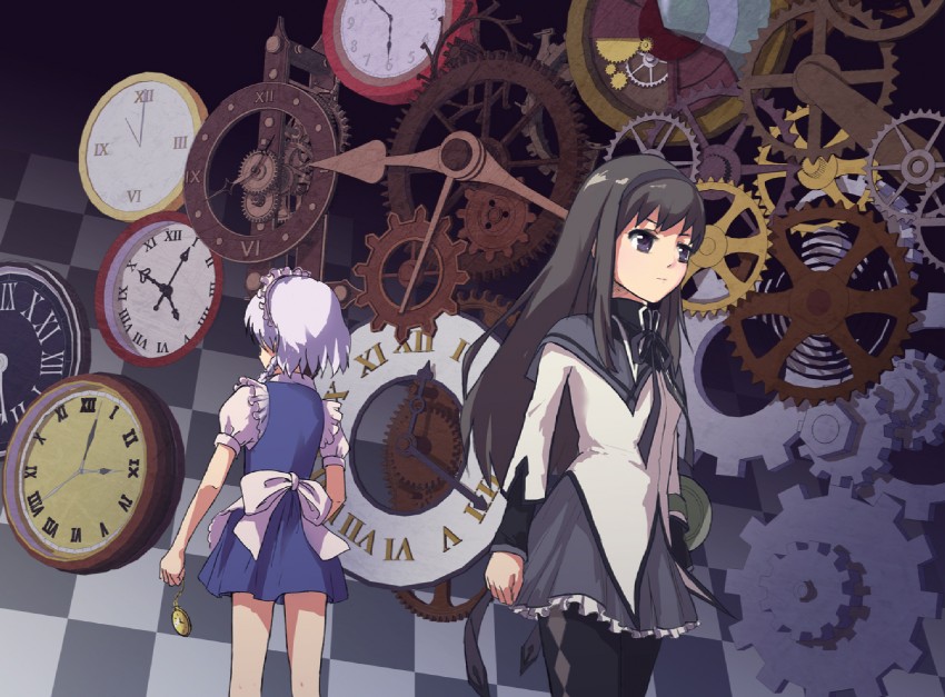 izayoi sakuya and akemi homura (touhou and 1 more) drawn by milent
