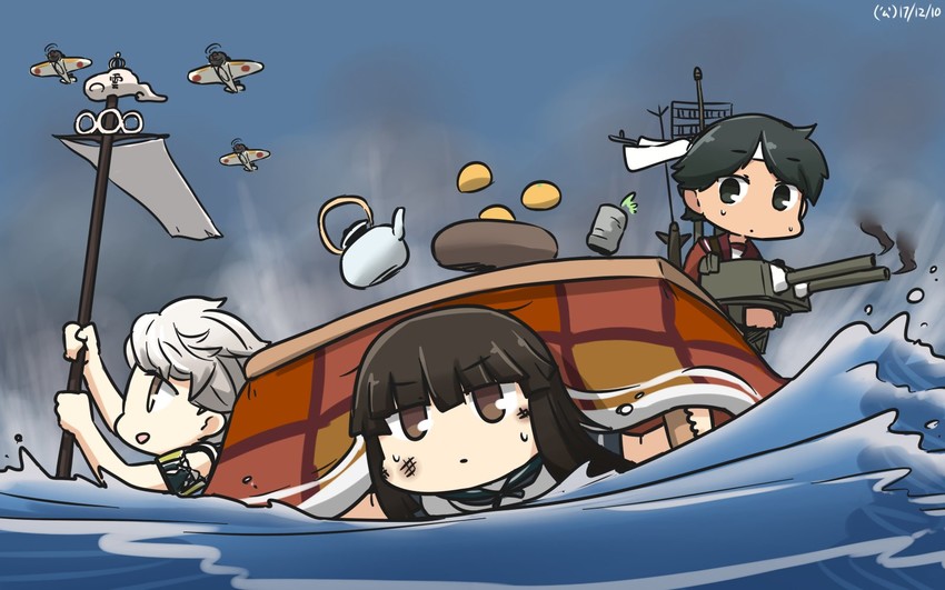mogami, hatsuyuki, and unryuu (kantai collection) drawn by hamu_koutarou