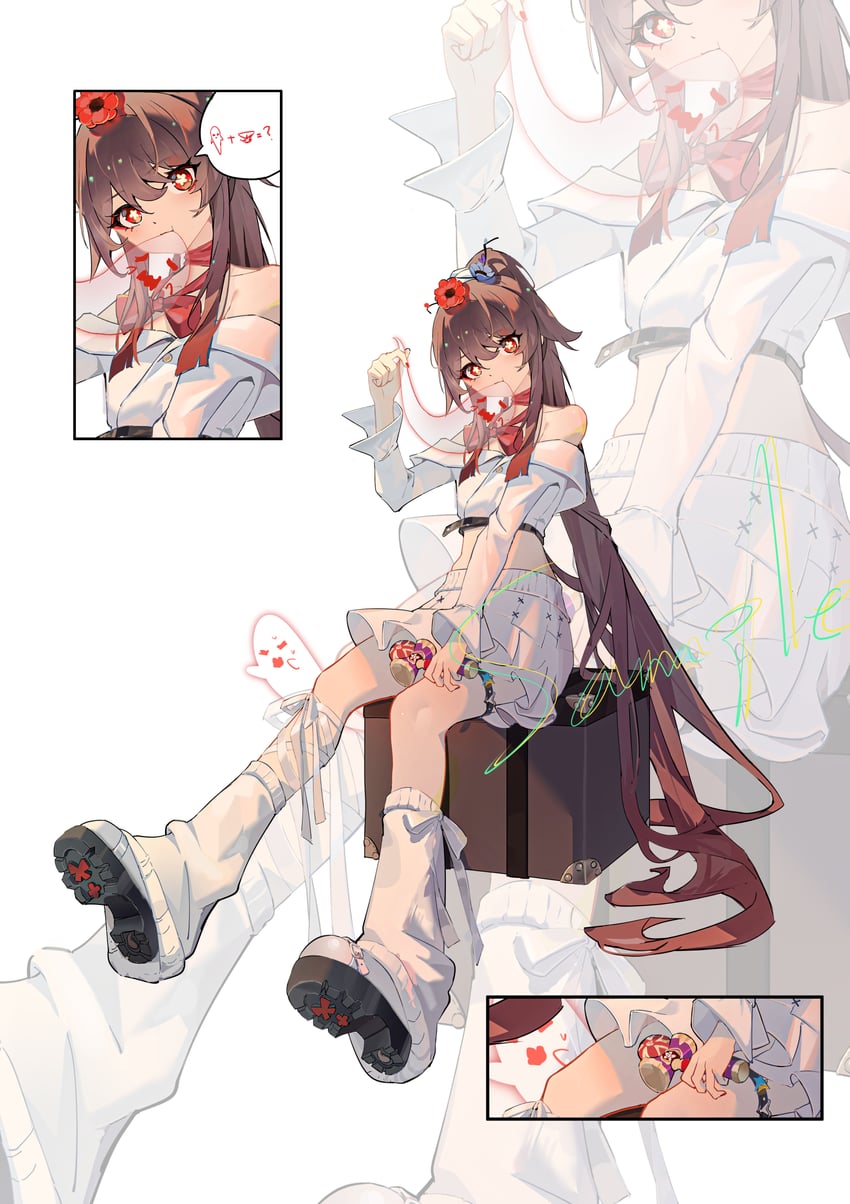 hu tao and boo tao (genshin impact) drawn by qixia