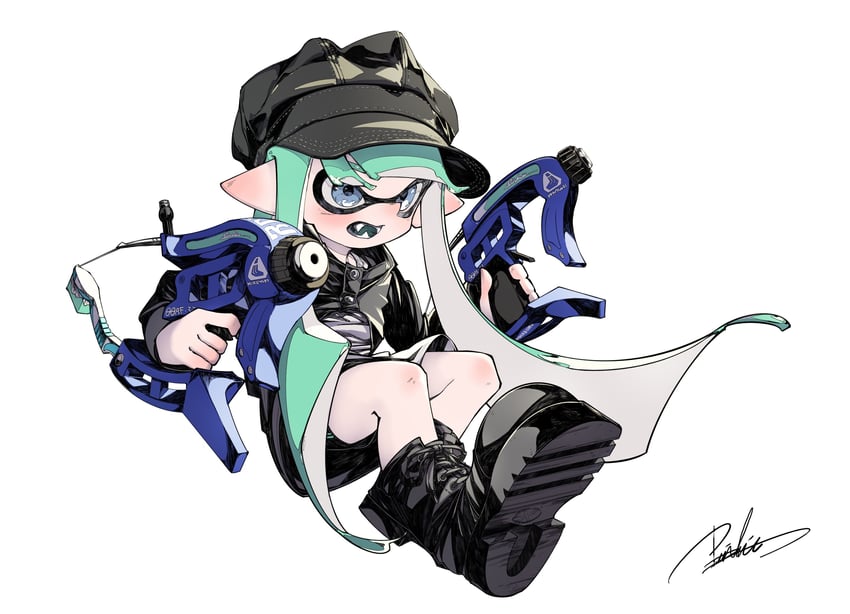 inkling player character and inkling girl (splatoon) drawn by mhxbump