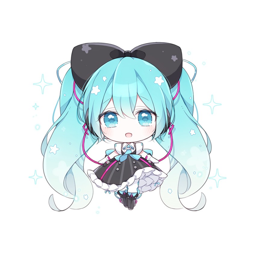 hatsune miku and magical mirai miku (vocaloid and 1 more) drawn by mattang