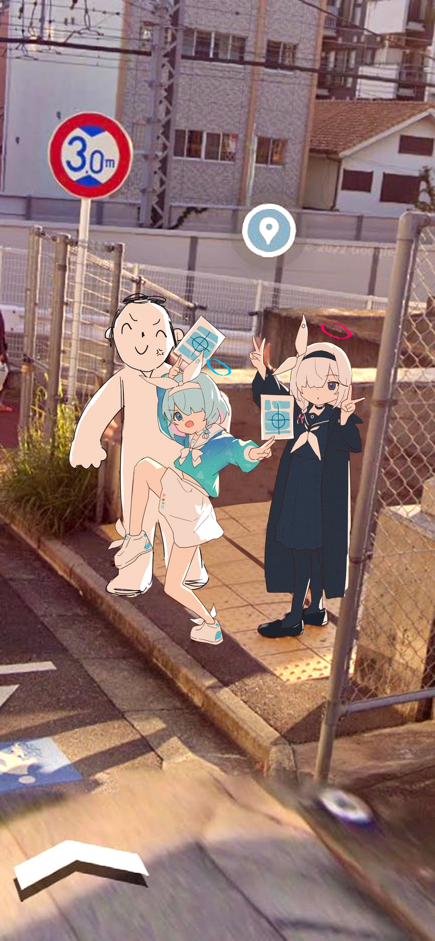 sensei, doodle sensei, arona, and plana (blue archive) drawn by nihnfinite8
