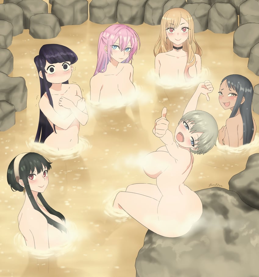yor briar, kitagawa marin, komi shouko, nagatoro hayase, uzaki hana, and 1 more (boku no hero academia and 6 more) drawn by dismaiden