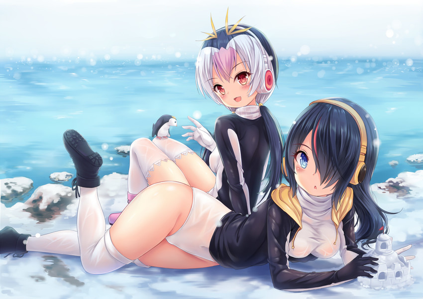 emperor penguin and royal penguin (kemono friends) drawn by milkshakework