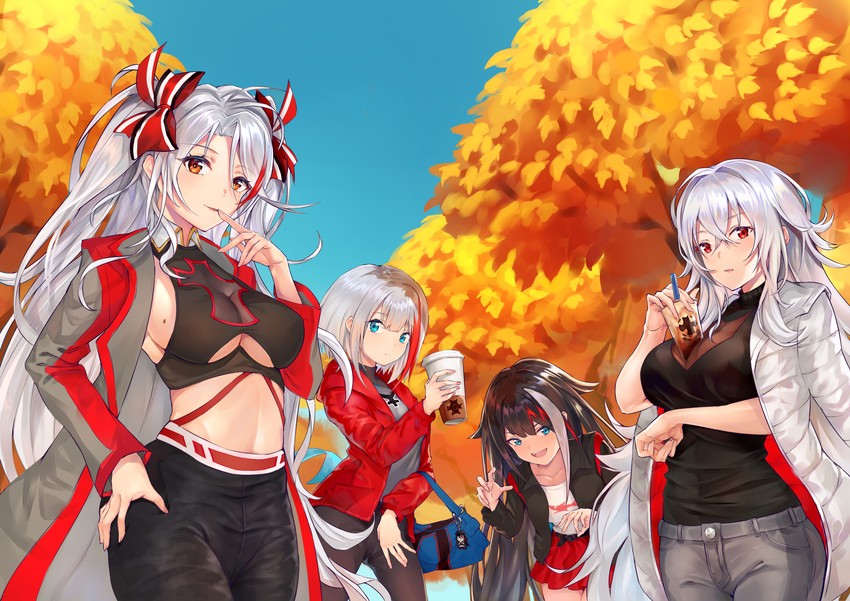 prinz eugen, graf zeppelin, admiral graf spee, and deutschland (azur lane) drawn by ko-ma