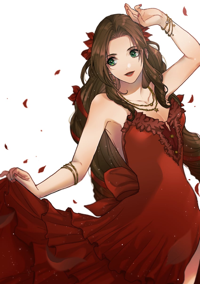 aerith gainsborough (final fantasy and 2 more) drawn by beckey9415