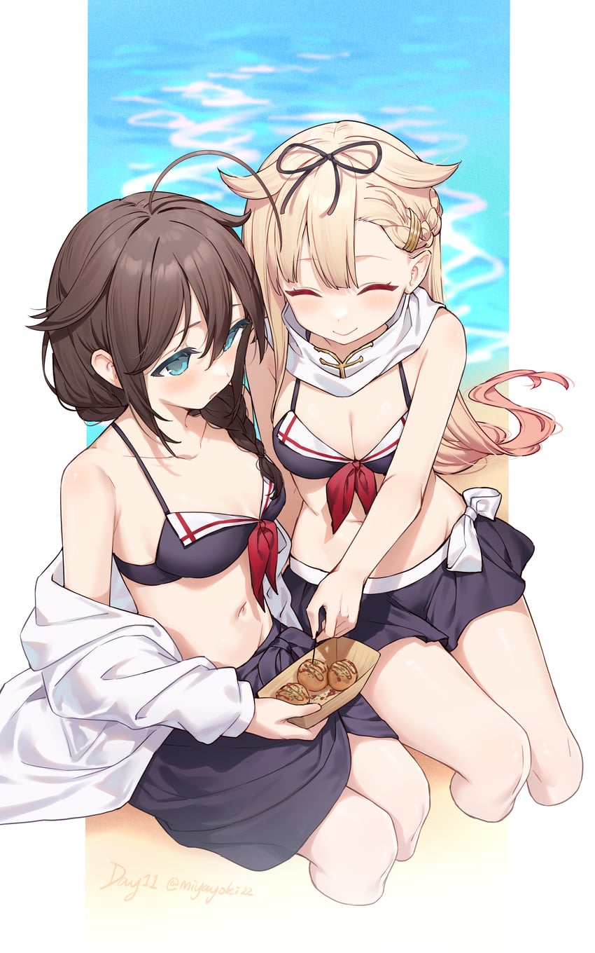 shigure, yuudachi, shigure kai ni, and yuudachi kai ni (kantai collection) drawn by miyayoki