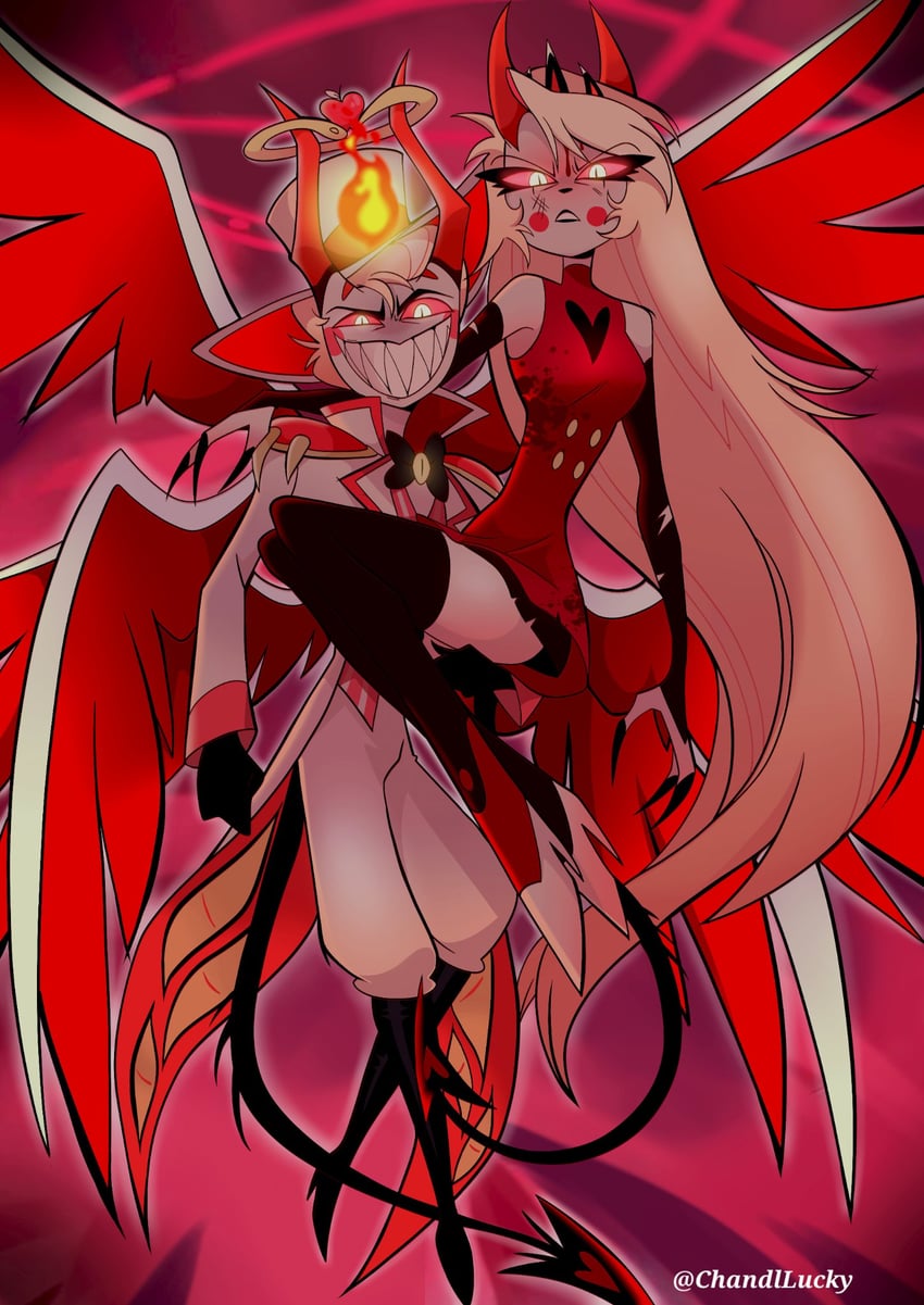 lucifer morningstar and charlie morningstar (hazbin hotel) drawn by chandllucky