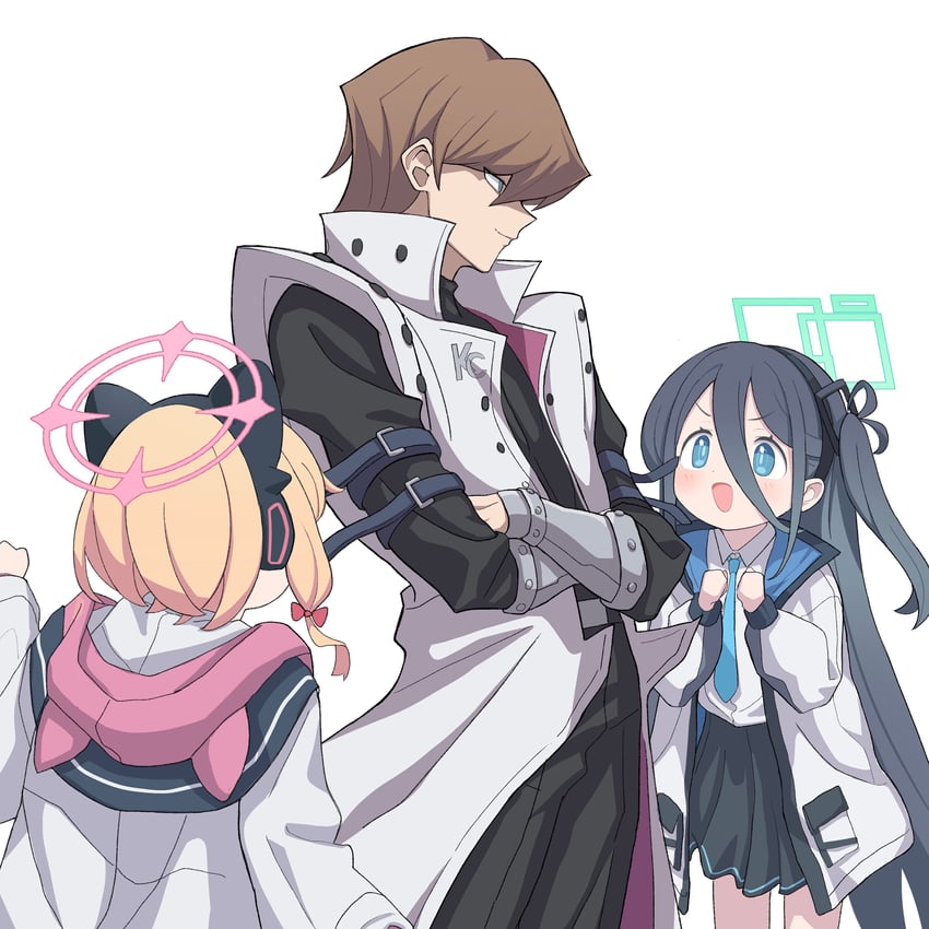 aris, momoi, and kaiba seto (blue archive and 1 more) drawn by ketsu_juuji_killer_(kejuki)