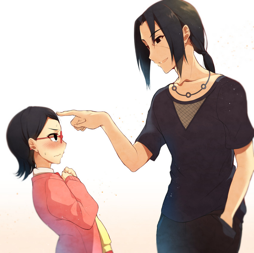 uchiha sarada and uchiha itachi (naruto) drawn by pochi_(pochi-goya)