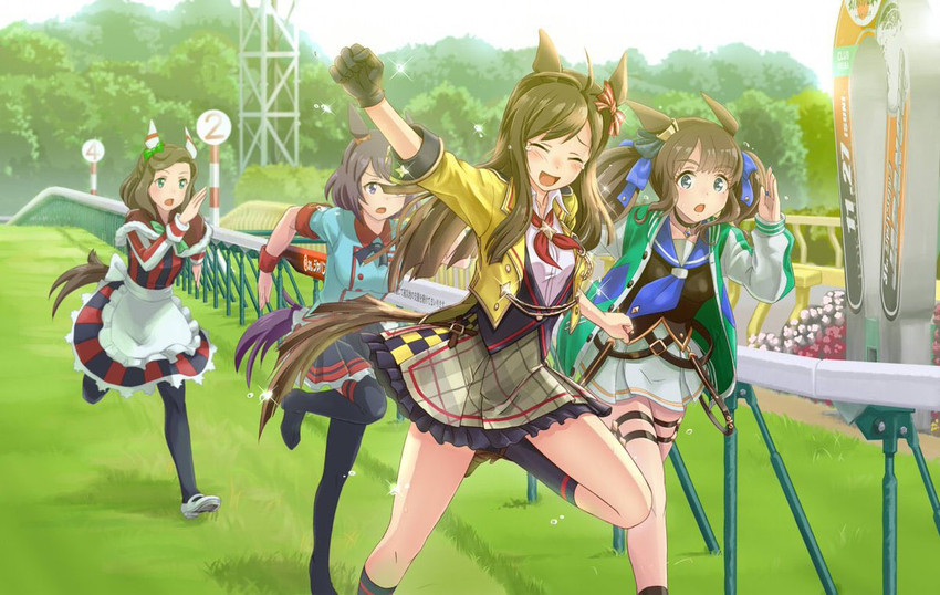tosen jordan, buena vista, and win variation (umamusume) drawn by siga_bureido