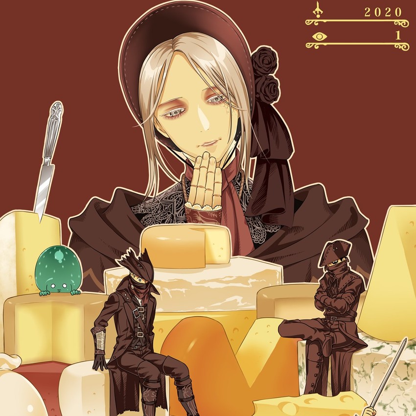 hunter, plain doll, and celestial emissary (bloodborne) drawn by arizuka_(catacombe)
