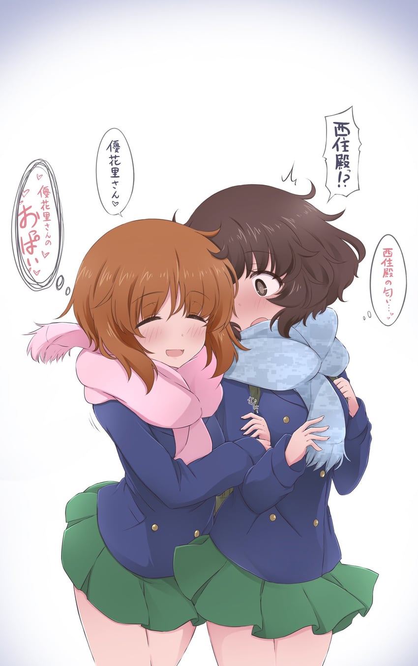 nishizumi miho and akiyama yukari (girls und panzer) drawn by hazuki_haru