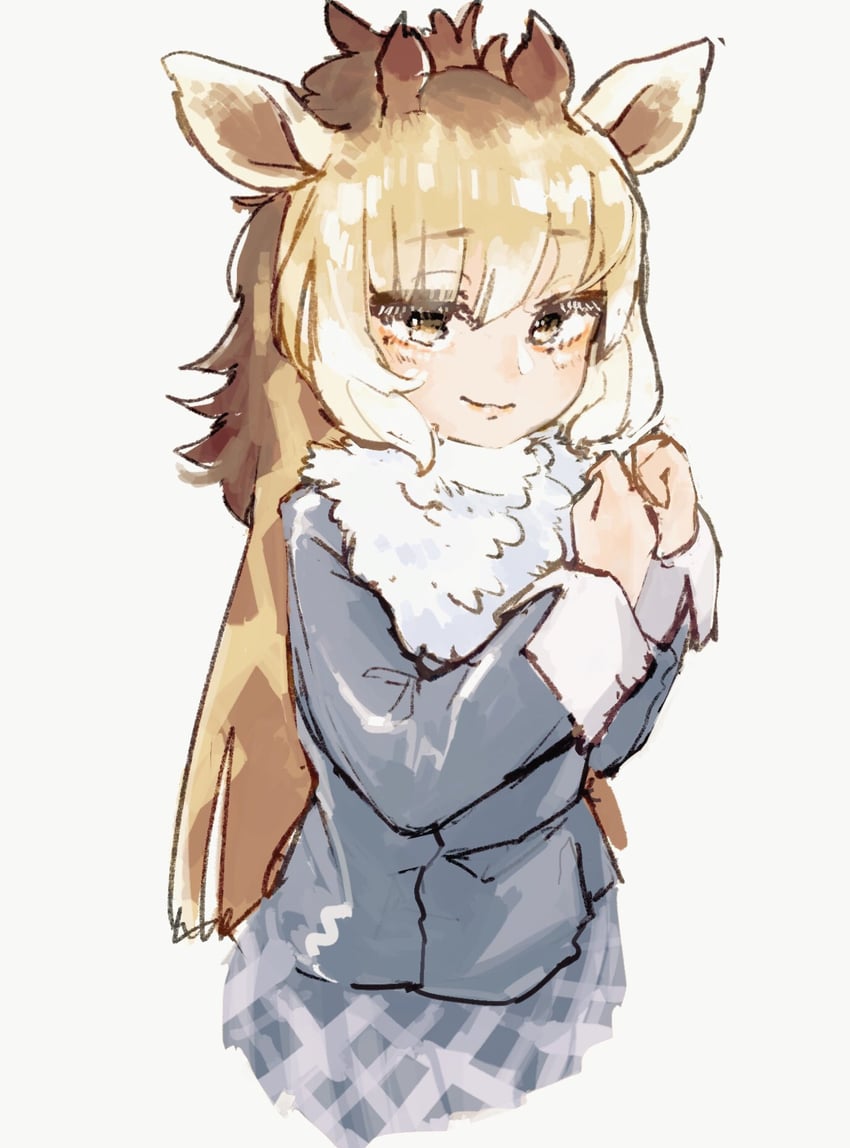 grey wolf and reticulated giraffe (kemono friends) drawn by toki_reatle