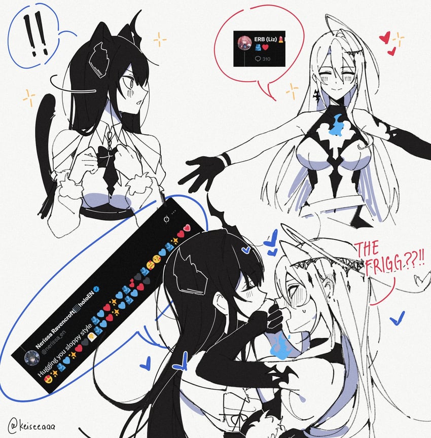 nerissa ravencroft and elizabeth rose bloodflame (hololive and 2 more) drawn by keisea