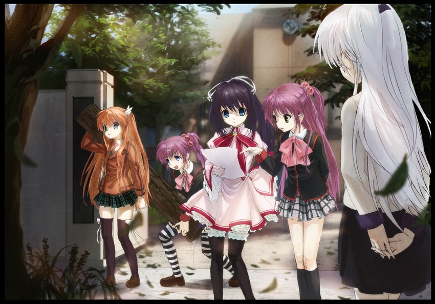 tachibana kanade, saigusa haruka, futaki kanata, konohana lucia, and ootori chihaya (little busters! and 3 more) drawn by haku_(yadetihw)