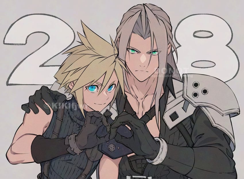 cloud strife and sephiroth (final fantasy and 2 more) drawn by kiki_lala