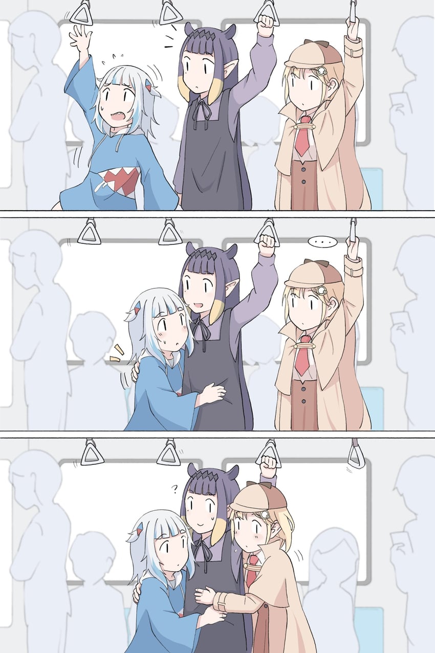 gawr gura, ninomae ina'nis, and watson amelia (hololive and 1 more) drawn by jhgardener