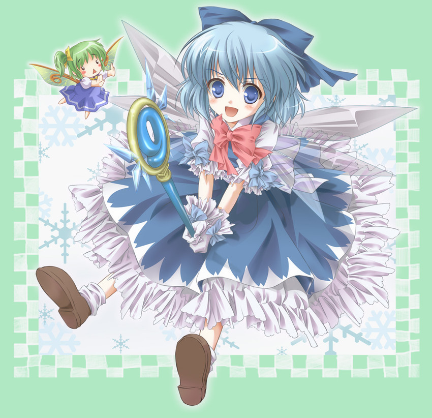 cirno and daiyousei (touhou and 1 more) drawn by monety