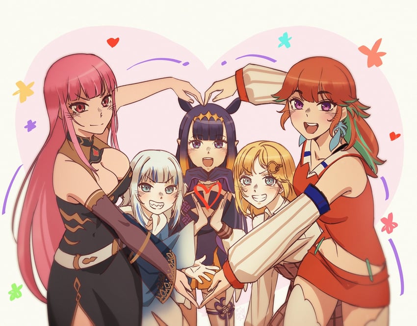 gawr gura, mori calliope, ninomae ina'nis, takanashi kiara, and watson amelia (hololive and 1 more) drawn by iskaydi