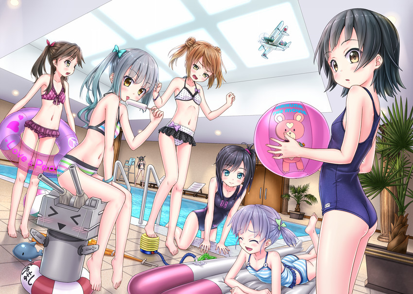 nagato, rensouhou-chan, asashio, kasumi, michishio, and 4 more (kantai collection and 1 more) drawn by gotou_hisashi