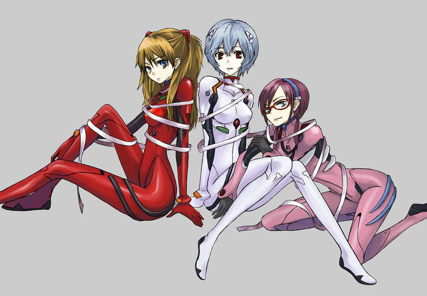 souryuu asuka langley, ayanami rei, and makinami mari illustrious (neon genesis evangelion and 2 more) drawn by momoirojigoku