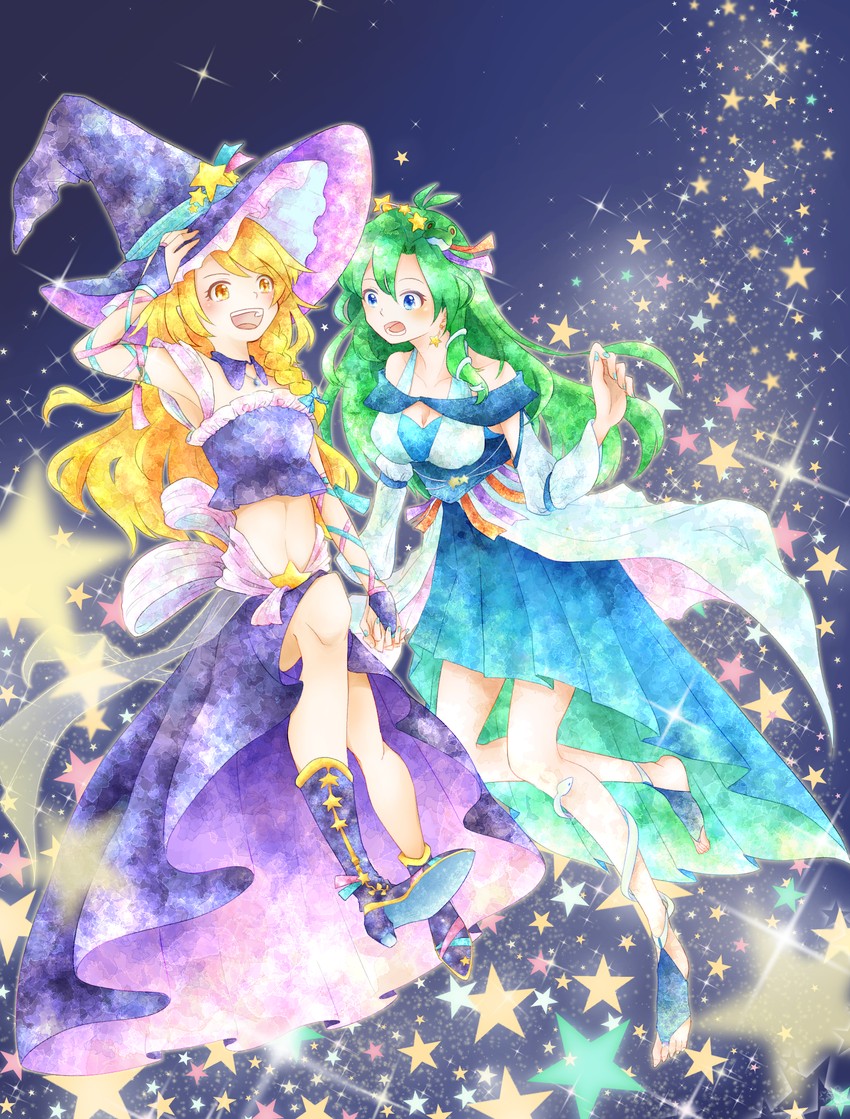 kirisame marisa and kochiya sanae (touhou) drawn by unico_union