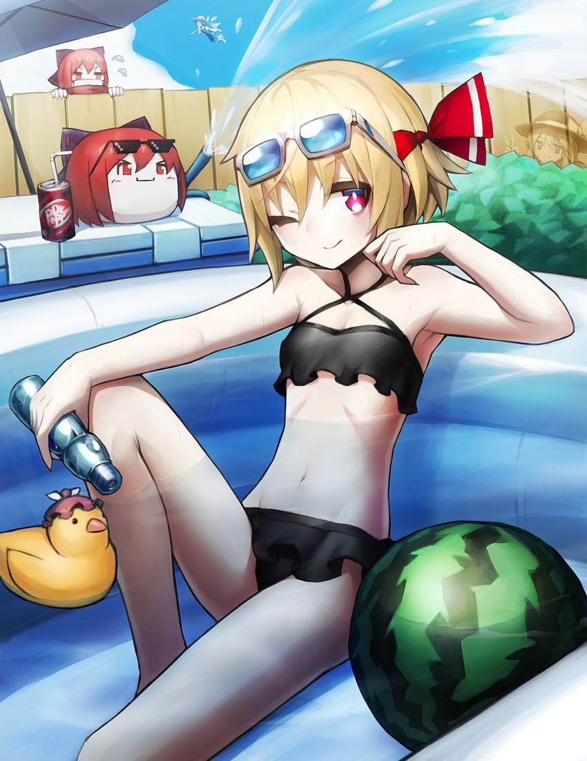 komeiji koishi, cirno, rumia, mystia lorelei, and sekibanki (touhou) drawn by spark621