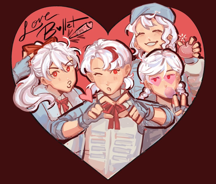koharu, kanna, chiyo, and ena (love-bullet) drawn by icaimess