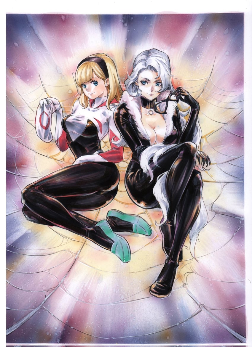 spider-gwen, gwen stacy, black cat, and felicia hardy (marvel and 1 more) drawn by rodrigo_yoshimiya