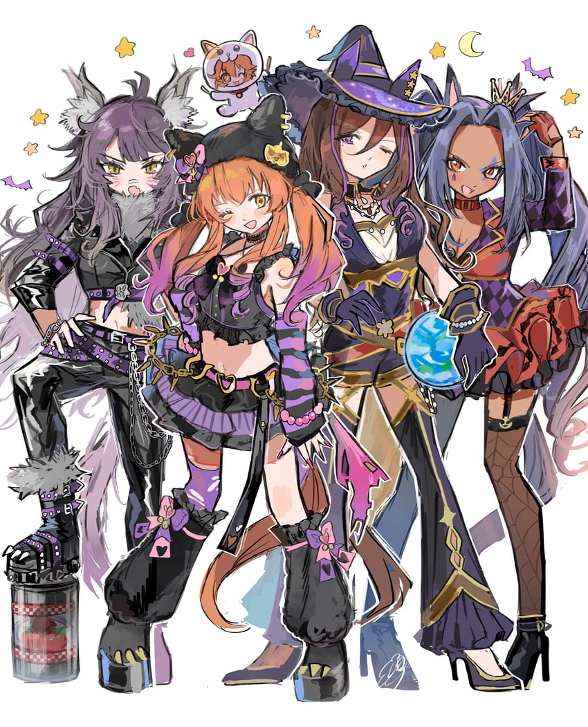 mayano top gun, matikanefukukitaru, seeking the pearl, narita brian, and hishi amazon (umamusume) drawn by kumo_(mokumoku_warabi)
