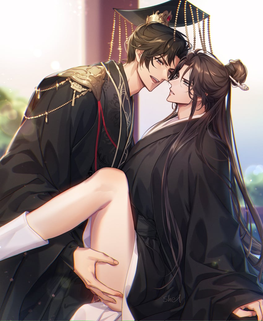 chu wanning, mo ran, and taxian-jun (erha he ta de bai mao shizun) drawn by zehel_az