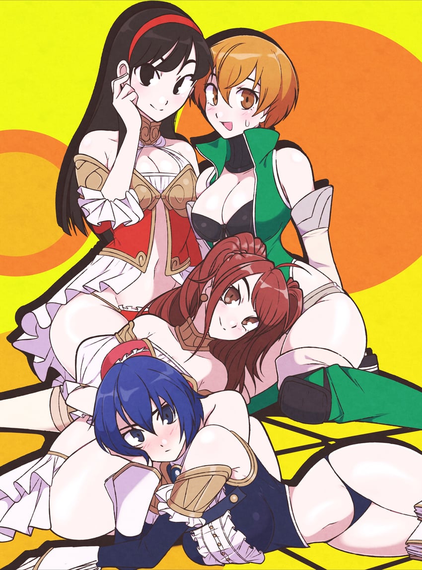shirogane naoto, satonaka chie, kujikawa rise, and amagi yukiko (persona and 1 more) drawn by jeff_miga