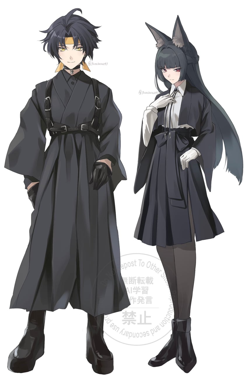 hoshimi miyabi and asaba harumasa (zenless zone zero) drawn by rui_(yozakura043)