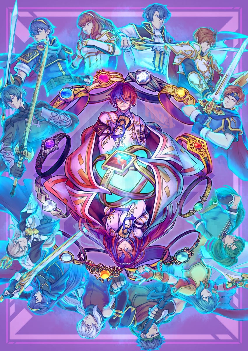 female alear, male alear, marth, lyn, lucina, and 9 more (fire emblem and 11 more) drawn by iamblz_twt