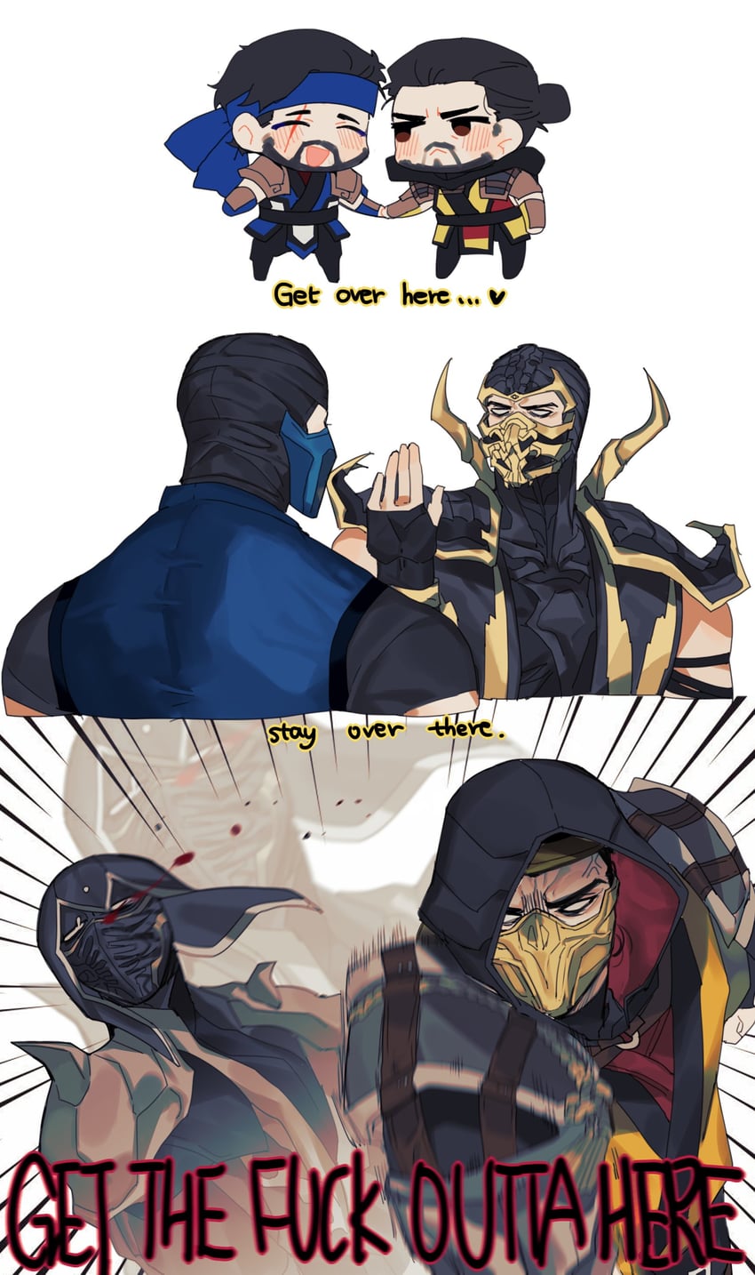 scorpion, sub-zero, hanzo hasashi, bi-han, kuai liang, and 1 more (mortal kombat and 2 more) drawn by crystallakec