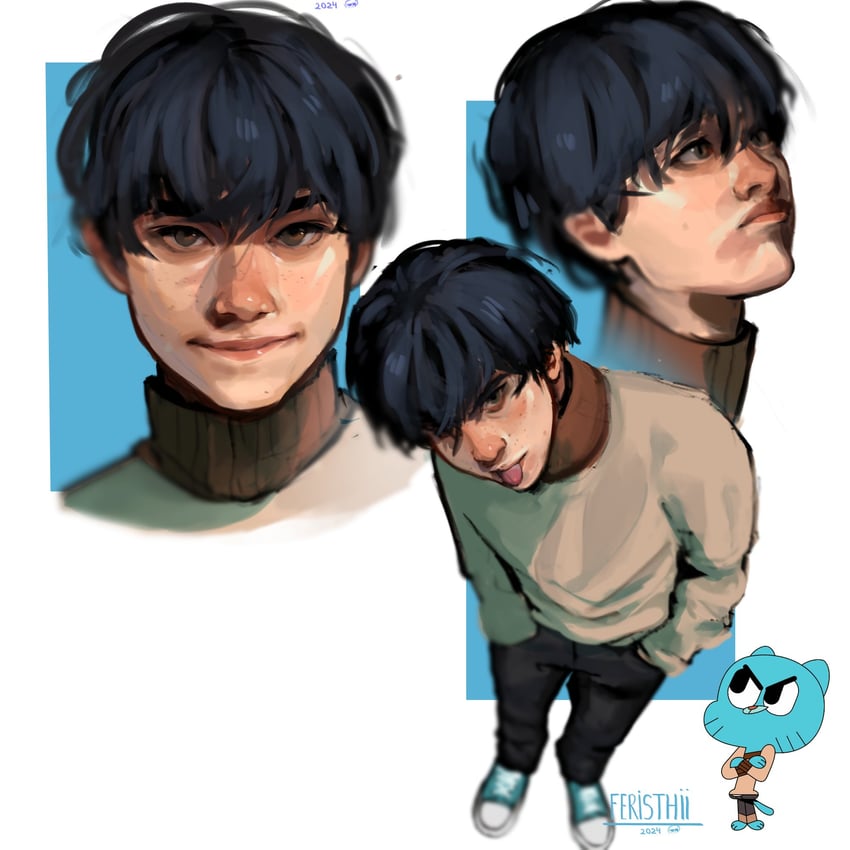 gumball watterson (the amazing world of gumball) drawn by feristhii