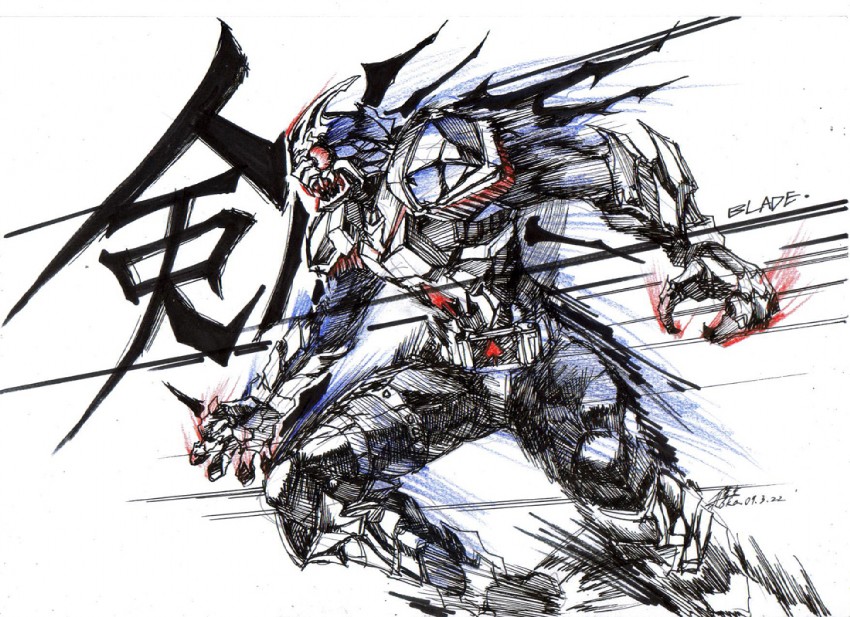 kamen rider blade (kamen rider and 1 more) drawn by shoka