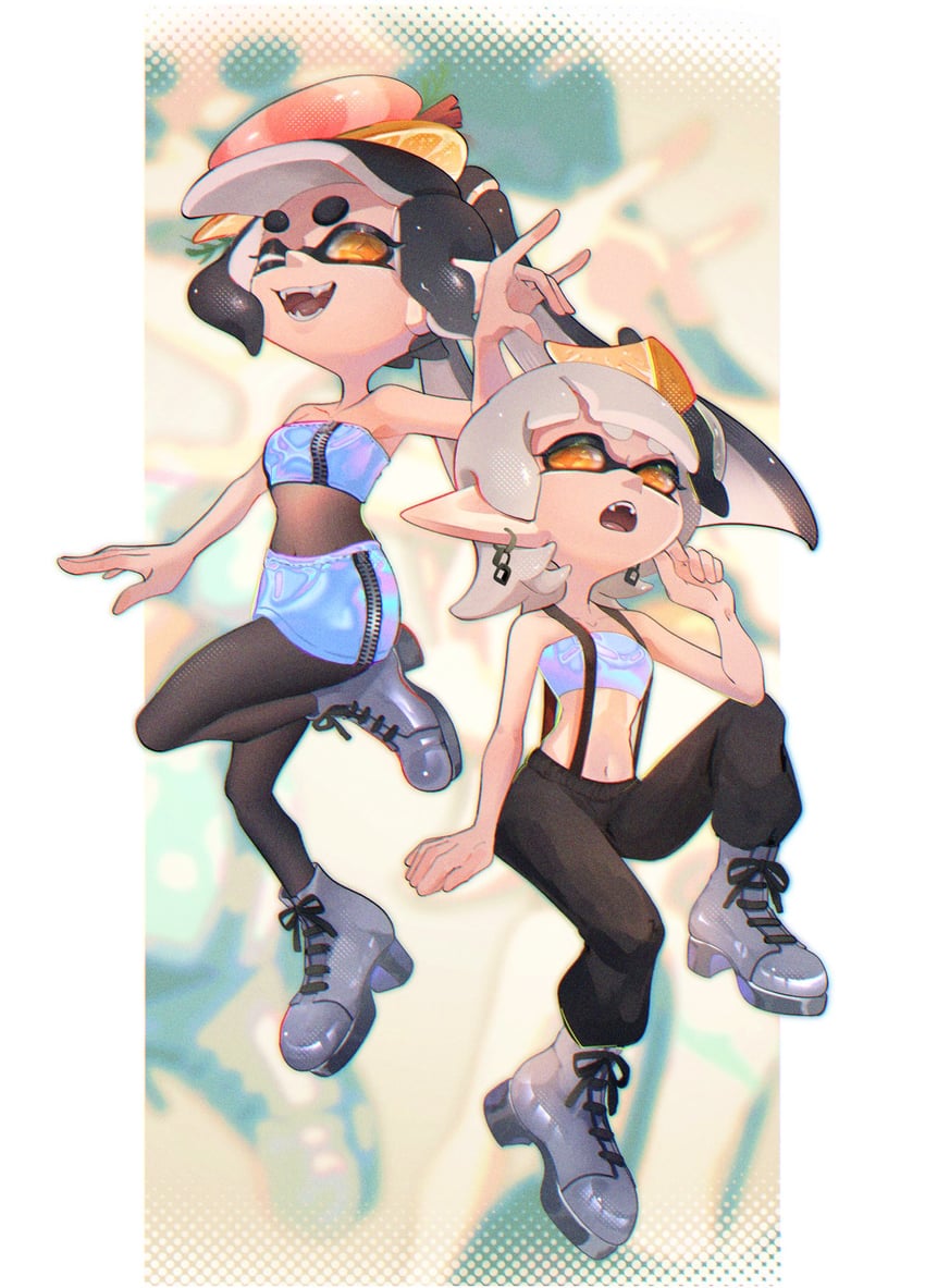 callie and marie (splatoon and 1 more) drawn by okaranko