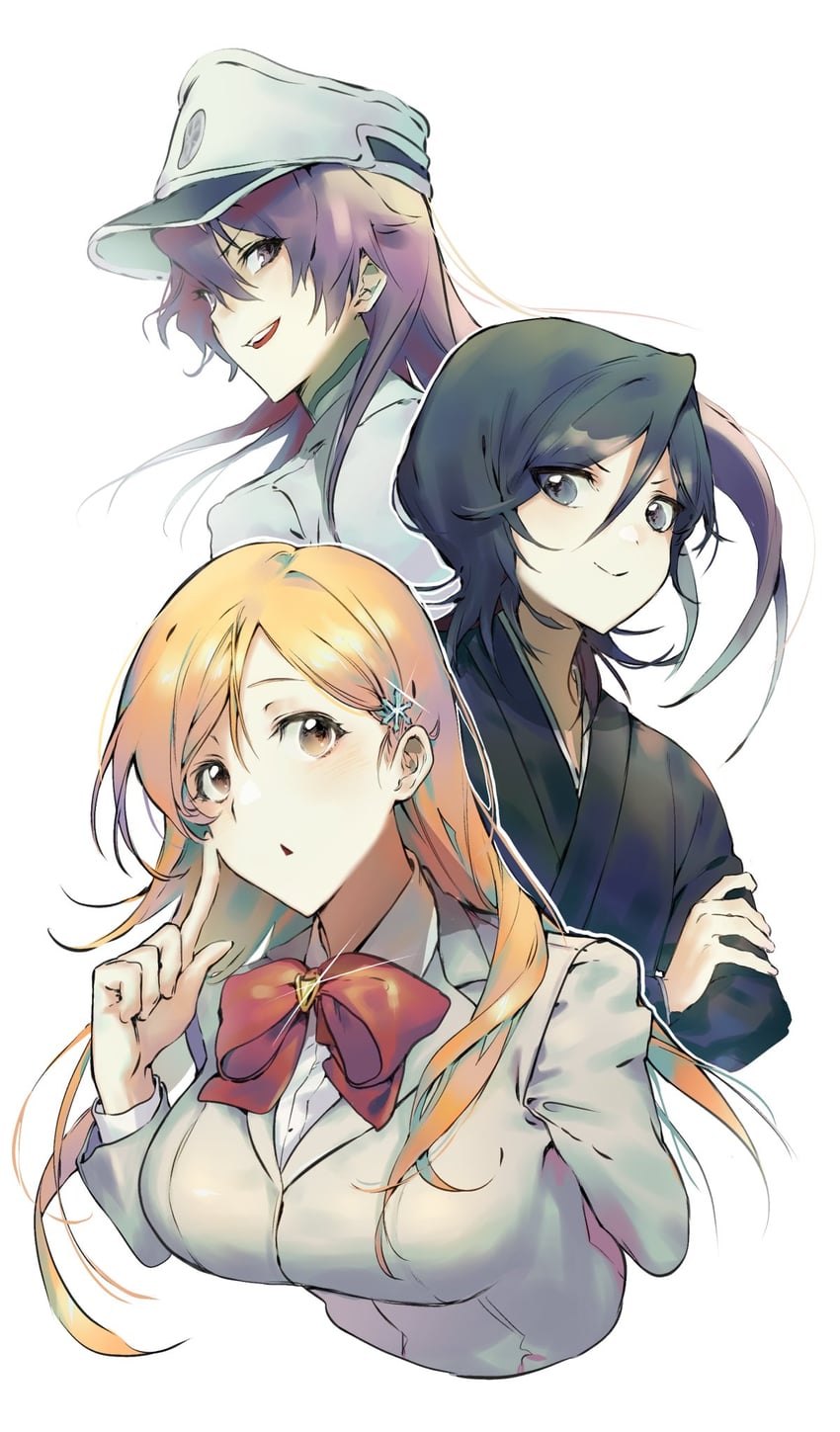 kuchiki rukia, inoue orihime, and bambietta basterbine (bleach and 1 more) drawn by leach0