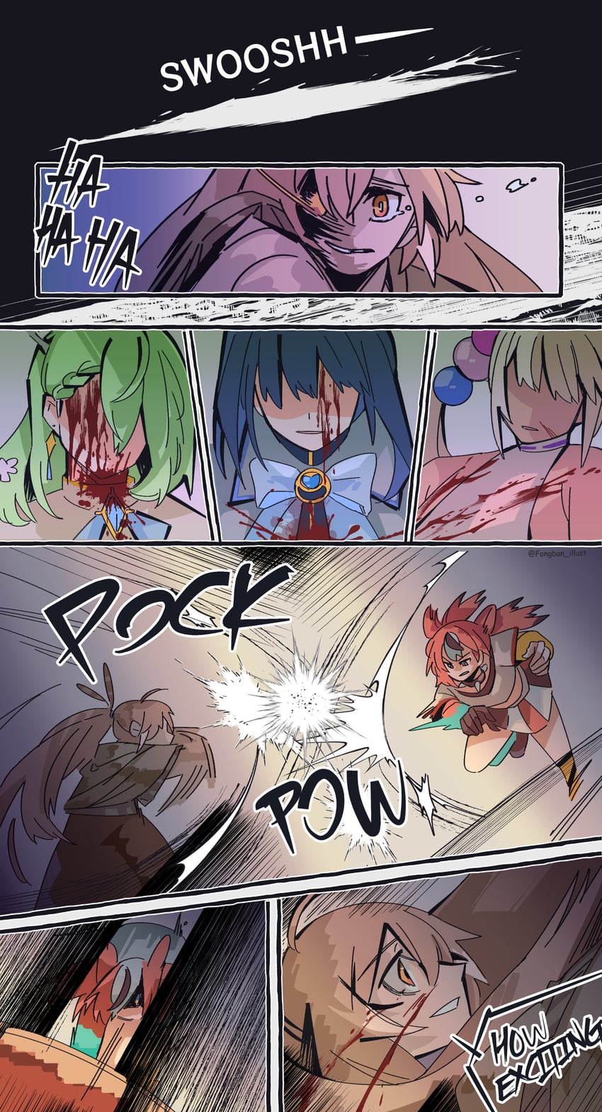 ouro kronii, nanashi mumei, hakos baelz, ceres fauna, and tsukumo sana (hololive and 1 more) drawn by fongban_illust