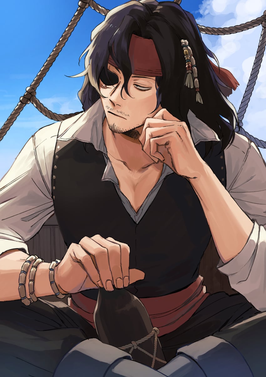 aizawa shota and jack sparrow (boku no hero academia and 1 more) drawn by rnuyvm