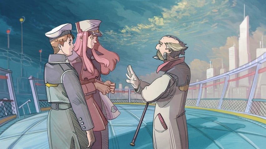 zero two, futoshi, and dr. franxx (darling in the franxx) drawn by u-joe