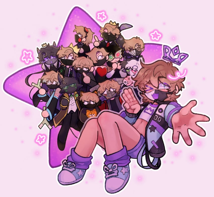 hatsune miku, garfield, ranboo, zombified piglin, michael the piglin, and 2 more (vocaloid and 9 more) drawn by luminarytex