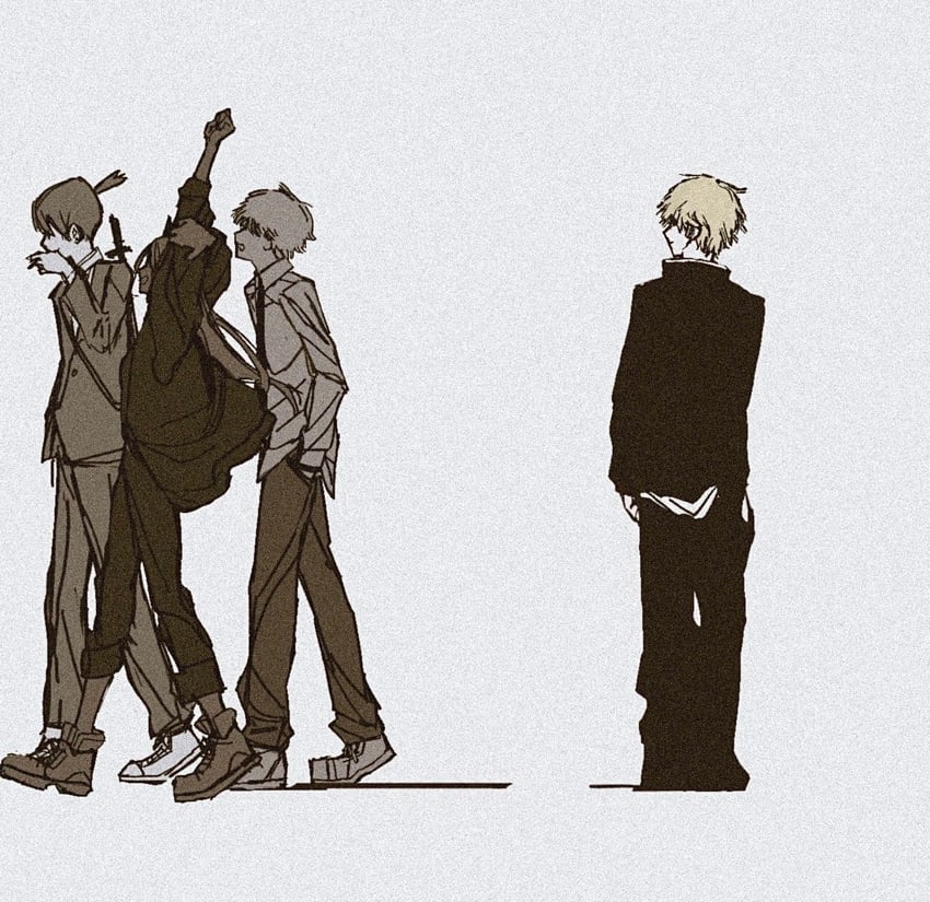 power, denji, and hayakawa aki (chainsaw man) drawn by mitsubachi_(roundbee)