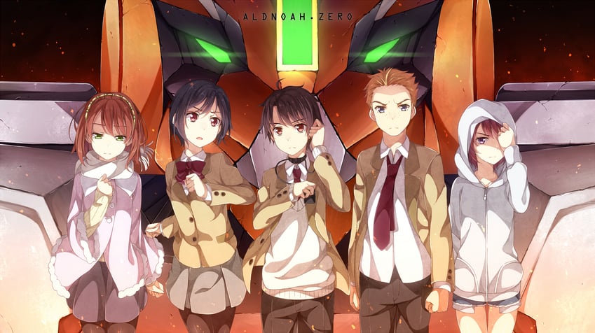 kaizuka inaho, asseylum vers allusia, amifumi inko, rayet areash, kg-6 sleipnir, and 1 more (aldnoah.zero) drawn by yuuri_nayuta
