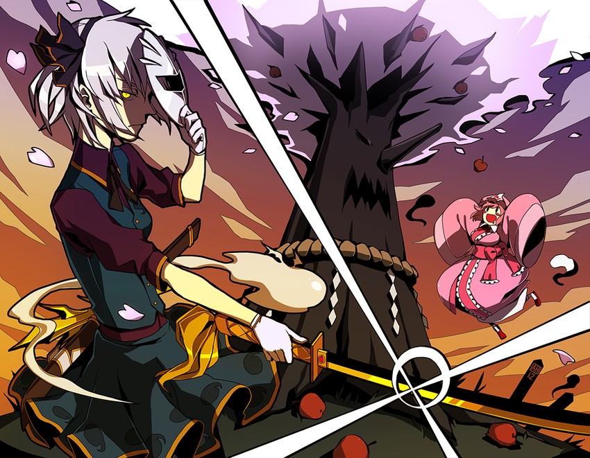 konpaku youmu, saigyouji yuyuko, kirby, meta knight, saigyou ayakashi, and 1 more (touhou and 1 more) drawn by arlmuffin